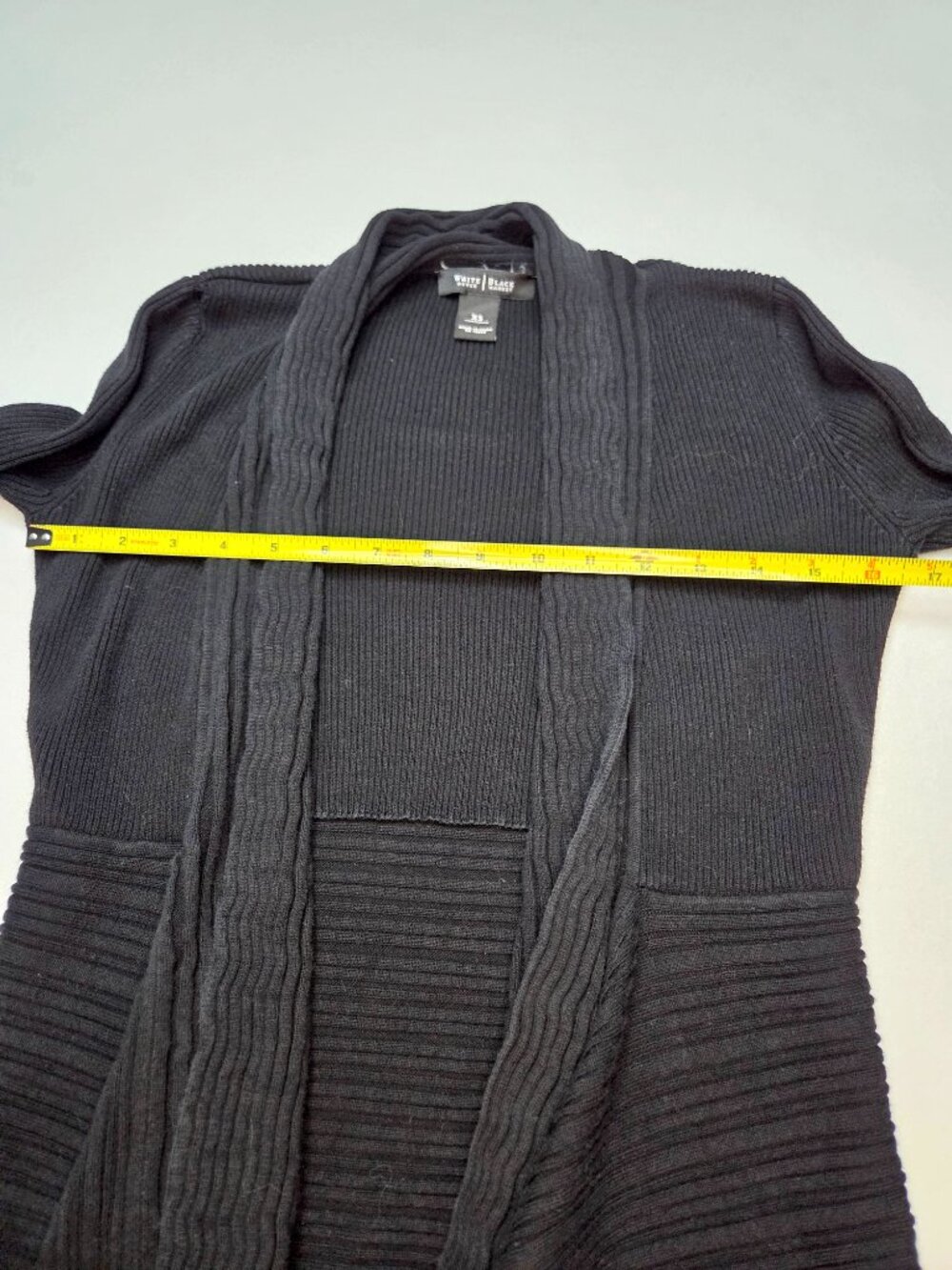 White House Black Market Womens Black Ribbed Open Front Cardigan Sweater Size XS - Picture 6 of 7